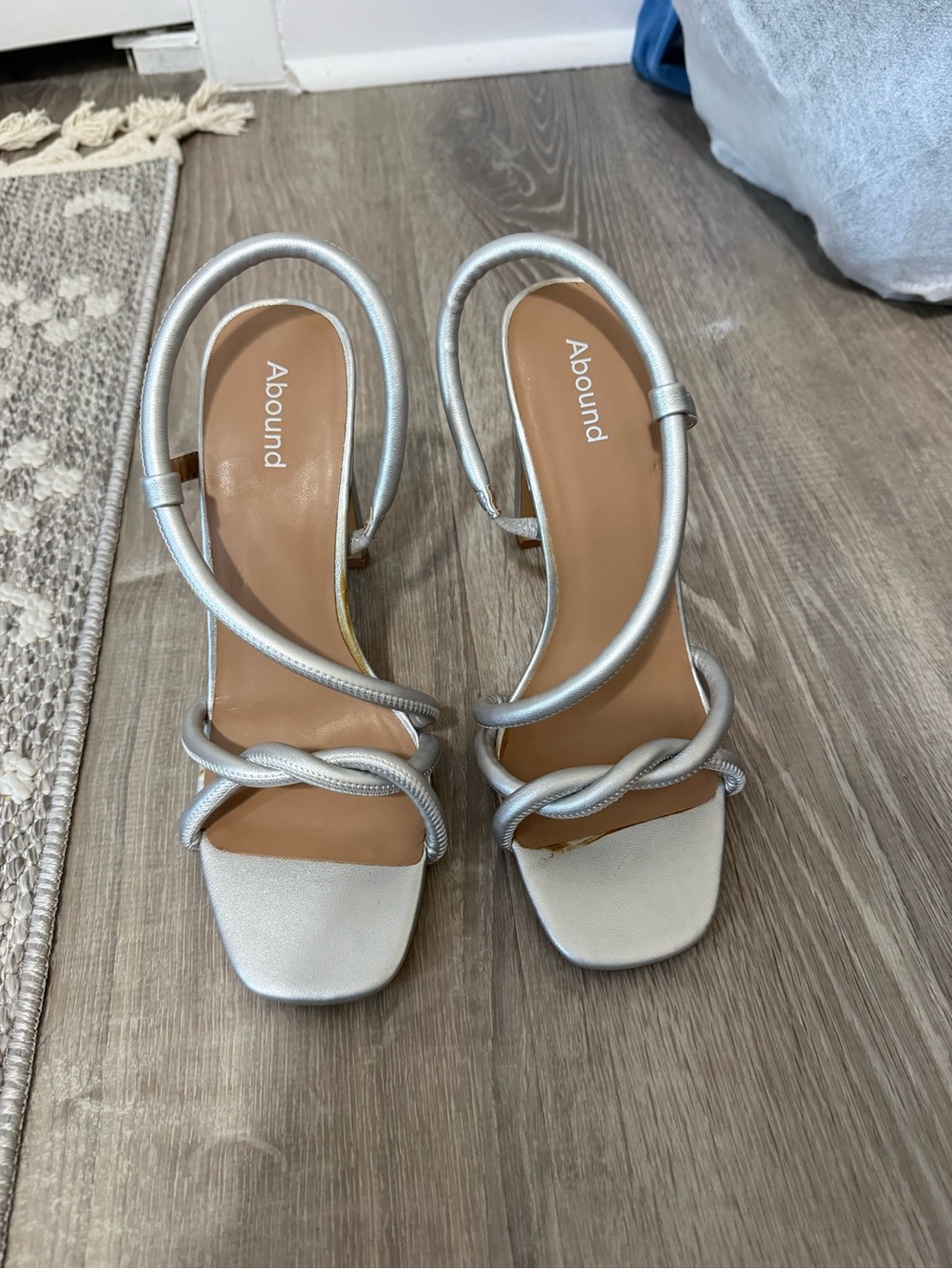 Abound Metallic Silver Twisted Strap Slingback Heels